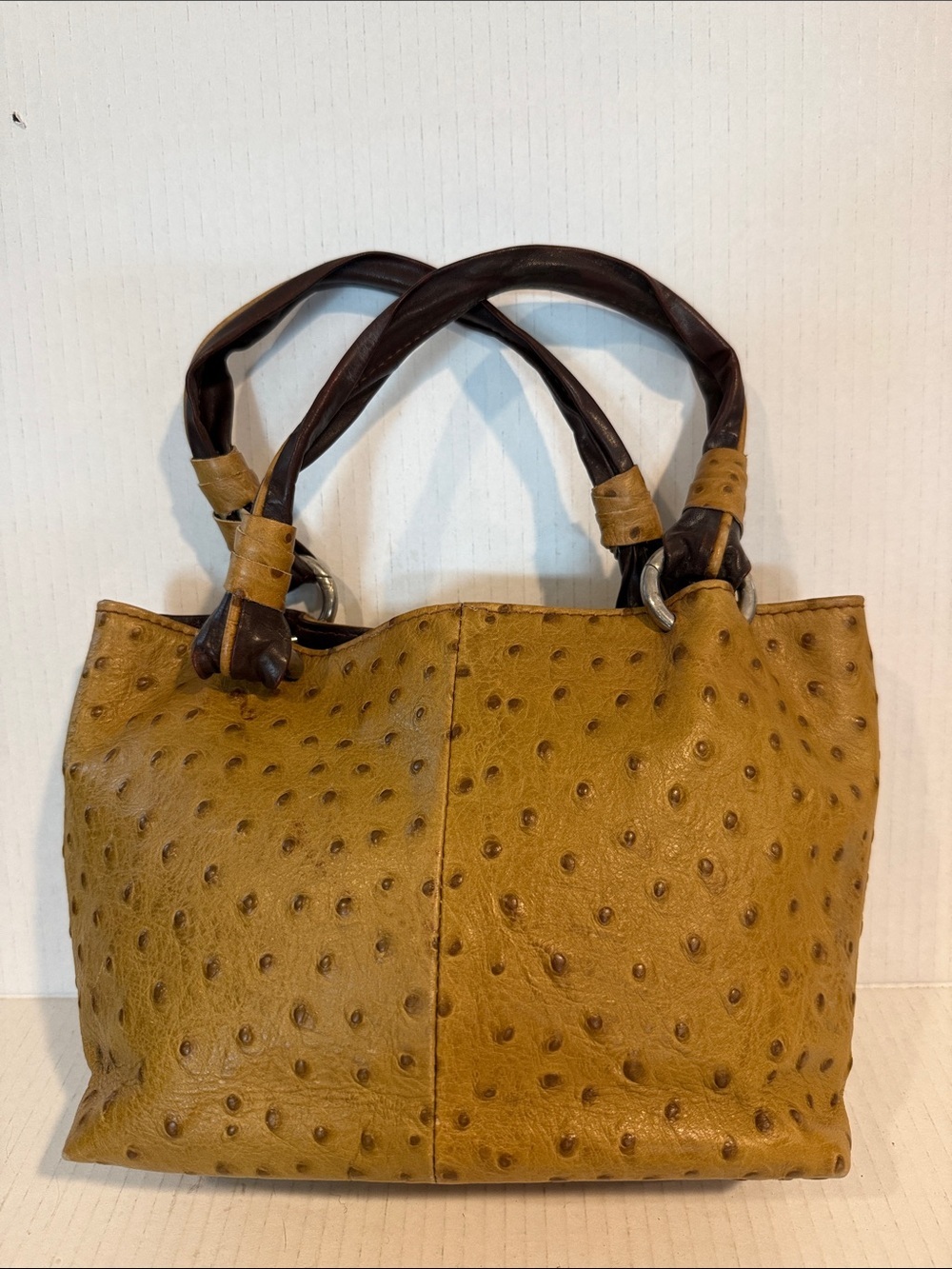 Cieoni Piero Textured Ostrich  Leather Shoulder Bag